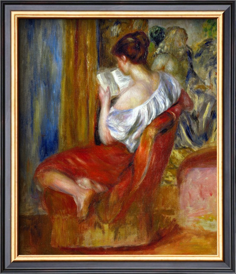 Reading Woman, circa 1900 - Pierre-Auguste Renoir painting on canvas